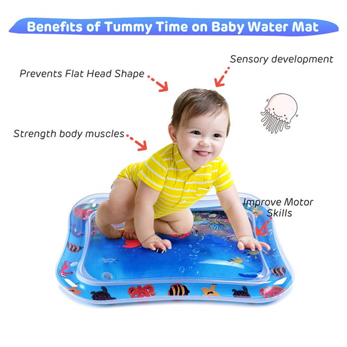 LANKEE Inflatable Tummy Time Water Play Mat for Infants and Toddlers Fun Tummy Time Toy for Infant Early Development Activity Centers and Babys Stimulation Growth 