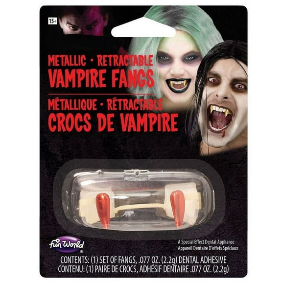 Retractable Vampire Teeth - Fangs - Costume Accessories - Adult Teen - Red