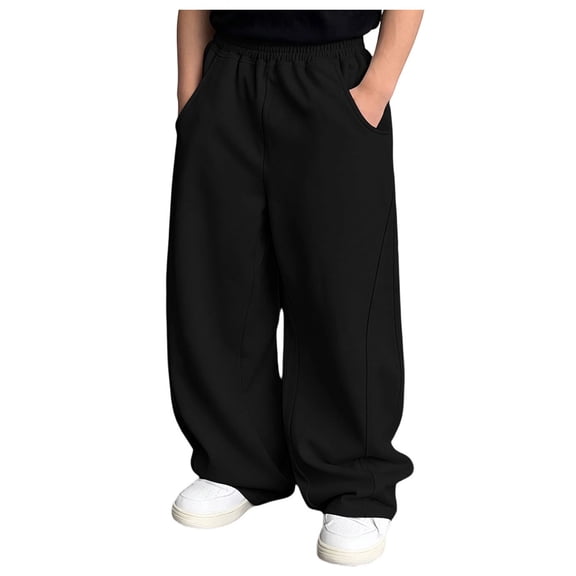 Boys Wide Leg Sweatpants Loose Fit Baggy Joggers Open Bottom Casual Pants with Pockets Activewear 4-15 Years