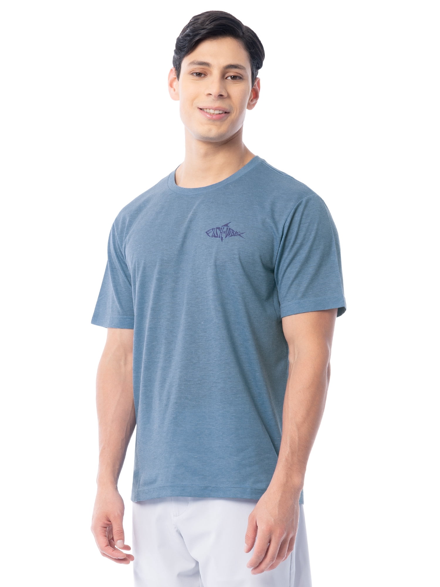 Fish N Vibe Men's Short Sleeve Fishing Performance Outdoor Graphic T-Shirt, Blue Shadow, 3XL