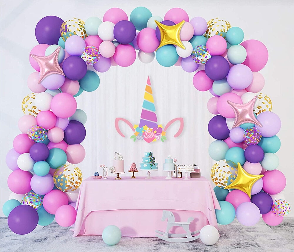 Unicorn Theme Decoration Macaron Balloon Garland Arch Kit Star Foil Balloon for Birthday Wedding Graduation Baby Shower Supplies
