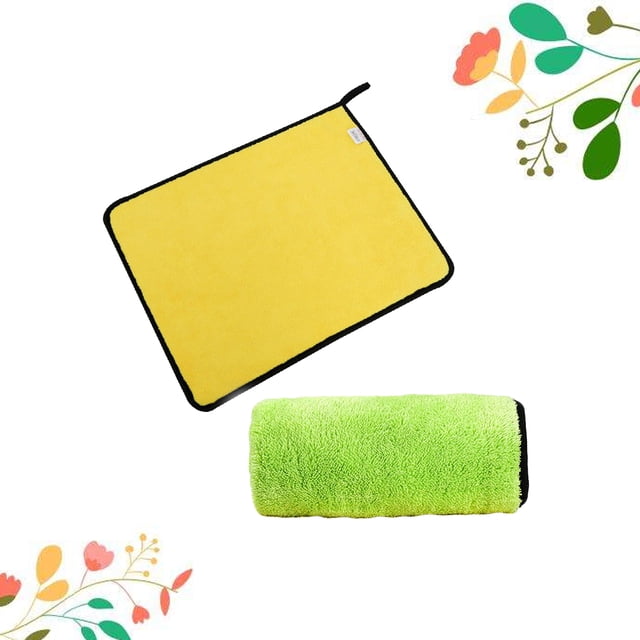 HEALEEP 2pcs Assorted Color Hand Towels with Hanging Coral Fleece for House Clean