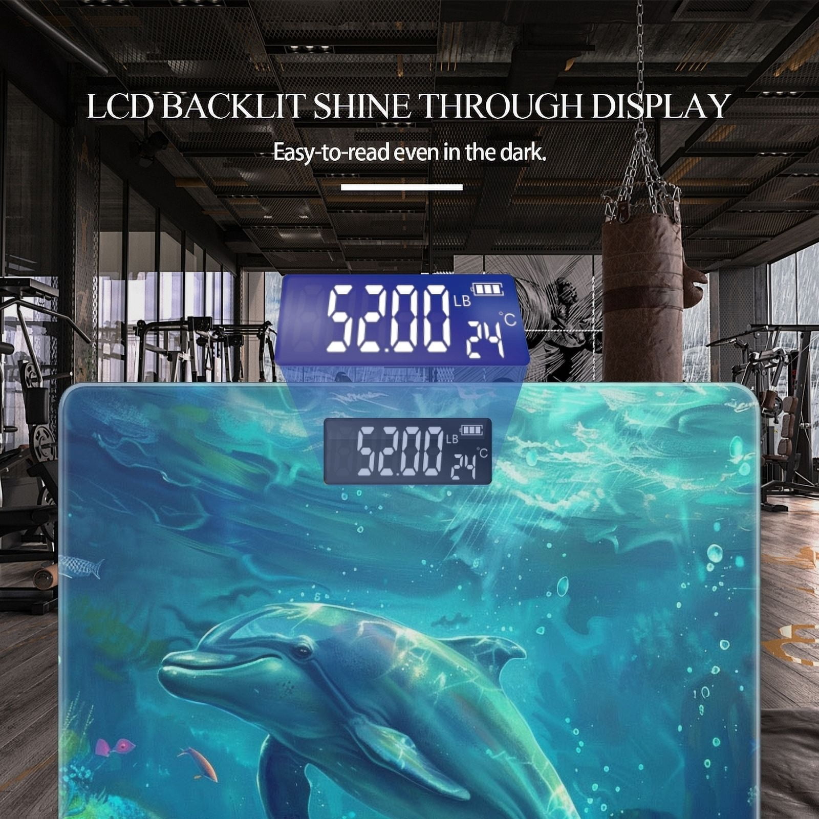 Bathroom Scale, Highly Accurate Digital Body Scale,Precisely Measures Weight up to 400 lbs-Majestic Dolphin Gracefully Glides