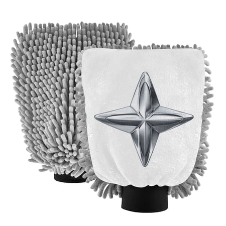 Microfiber Car Wash Gloves With Chenille & Polyester Terry Scratch-Free Cleaning Elastic Cuffs Four-pointed Star
