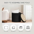 thumbnail image 4 of Round Storage Ottoman Foot Rest Stool with Tray Velvet Sherpa Folding Storage Ottoman,Boucle Foot Rest for Living Room, Bedroom, Dorm,Black Color, 4 of 14