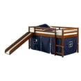 thumbnail image 4 of Donco Kids Twin Low Loft Bed Slide Wood Frame with Tent Dark Cappuccino/Blue, 4 of 5
