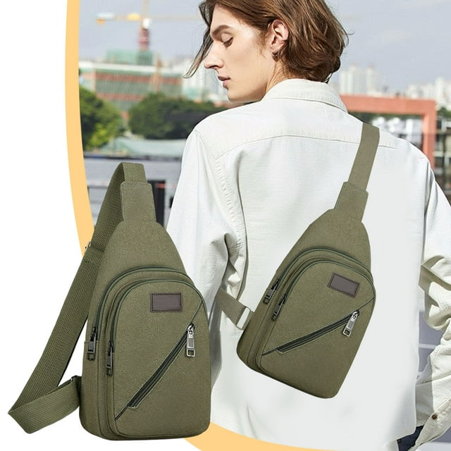 Apmemiss Sac de Poitrine en Toile d'Extérieur Épaissi à Fermeture Éclair, Sac de Poitrine pour Homme, Sac à Dos de Randonnée, Sac Bandoulière Polyvalent, Sac Messager, Sac de Poitrine pour Hommes et Femmes