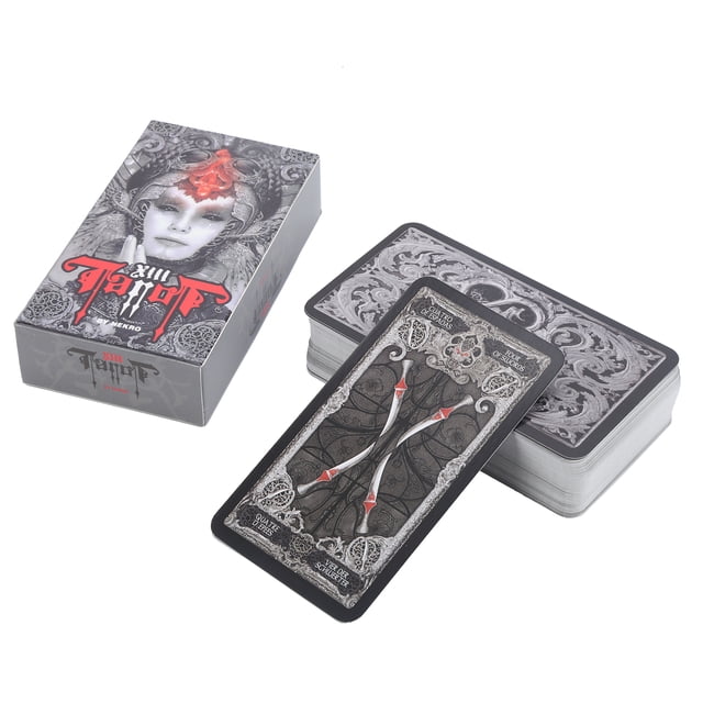Juego de cartas del tarot, 78-Card Holográfica Adivinación Clásica Interacción Universal Baraja de Cartas del Tarot Oscuro Dramático Cartas de Tarot originales de Destiny de colores brillantes grandes Amonsee NO