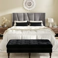 thumbnail image 3 of Amolife Queen Bed Frame, Upholstered Platform Bed with Wingback and Geometric Headboard, Gray, 3 of 14