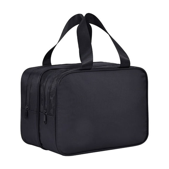 Btomtd Portable Toiletry Bag with Waterproof Feature, Large Capacity Travel Makeup Bag for Wash Storage, Double Layer Cosmetic Bags and Organizer Case, 5L, Black