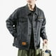 thumbnail image 4 of Chaqueta vaquera azul con botón bordado para hombre, chaqueta vaquera gris para otoño, abrigos vaqueros para hombre, venta al por mayor, precio bajo, elástica, holgada, Y2k, vaquera coreana, 4 of 4