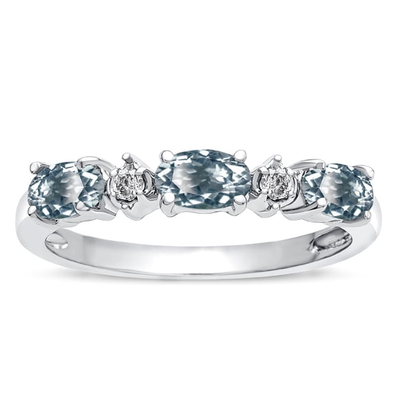 Star K � Oval 5x3 Genuine Aquamarine three stone oval band