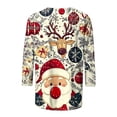 thumbnail image 3 of Bzhegqhd 3/4 Length Sleeve Tops for Women Christmas Printed Blouse Round Neck Pullover T-shirts Loose Fit Casual Fashion Tee Holiday Party Wear Soft Comfortable Gift, 3 of 5