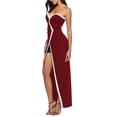 thumbnail image 4 of Vestido retro de playa para mujer, sin tirantes, ajustado, con abertura frontal, para mujer S Hugo  Vestido largo de las mujeres, 4 of 10