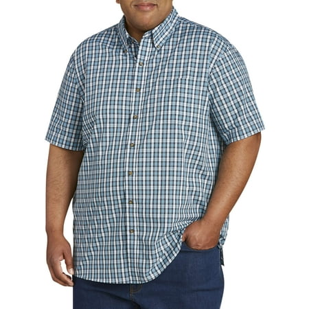 - Men's Big and Tall Easy Care Short Sleeve Plaid Shirt, up to 7XL