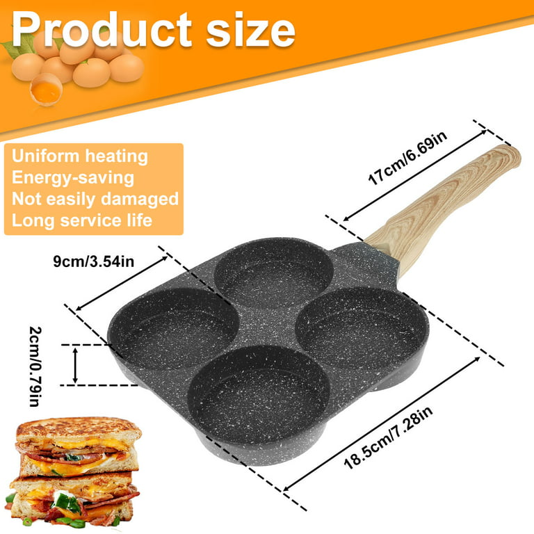 Toorise Egg Frying Pan Aluminum 4-Cup Non Stick Egg Cooker Pan Healthy  Multi-Purpose Egg Pan for Breakfast Sandwiches Pancake Burger Suitable For  Gas Stove and Induction Cooker 