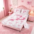 thumbnail image 2 of meiyoeat Pink Ribbon Bowknot King Sheets For Bow Lovers,Girls Personalized Monogrammed P Gifts Bedding Kids,4 Pieces, 2 of 6