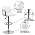 thumbnail image 6 of Flash Furniture Genna Contemporary White Quilted Vinyl Adjustable Height Barstool with Arms and Chrome Base, 6 of 13