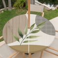 thumbnail image 3 of Boho Round Outdoor Tablecloth with Umbrella Hole Zipper, Modern Art Leaves Abstract Brown Gray Geometric Elastic Fitted Table Cover, Waterproof Table Cloth for Patio Picnic Party Fits 31"-35", 3 of 9