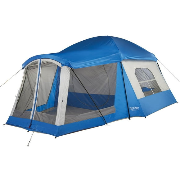 Wenzel Klondike 8-Person Large Outdoor Camping Tent with Screen Room, Blue