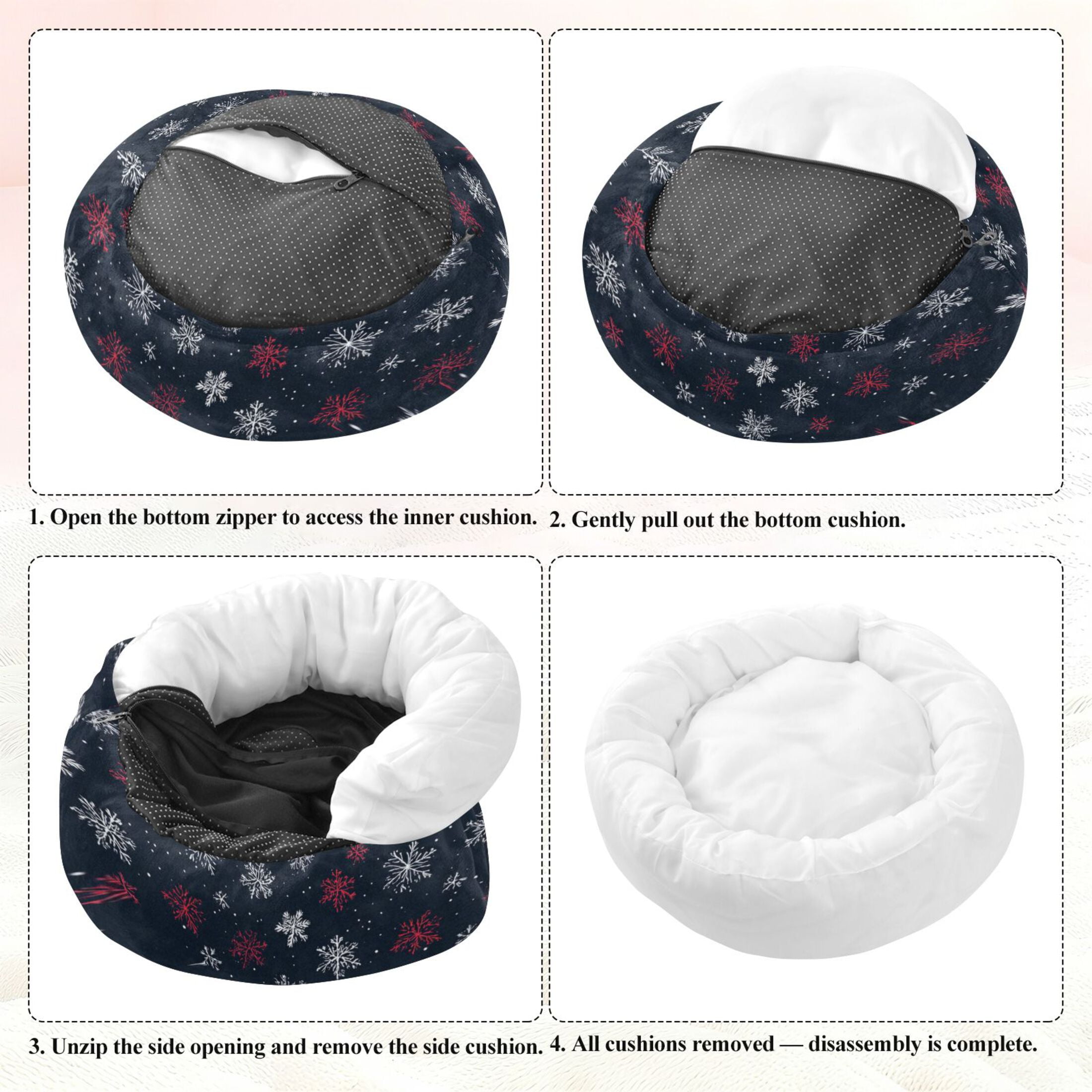 Iauyy Pet Couch Donut Cat Bed for Indoor Cats/Small Dogs Washable & Machine with Non-slip Bottom Calming Cat Furniture, Military Blue Background (M)