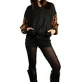 thumbnail image 4 of Jess by Meiko Women's Jackets Leopard Long Sleeves Zip Up Bomber Jacket XS Black, 4 of 7