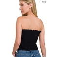 thumbnail image 3 of Zenana's Women Strapless Pleated Solid Colors Smocked Bandeau Sexy Tube Crop Tops (TheLovely), 3 of 3