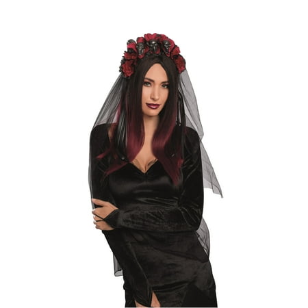 Dreamgirl Women's Gothic Flower and Skull Costume Headpiece
