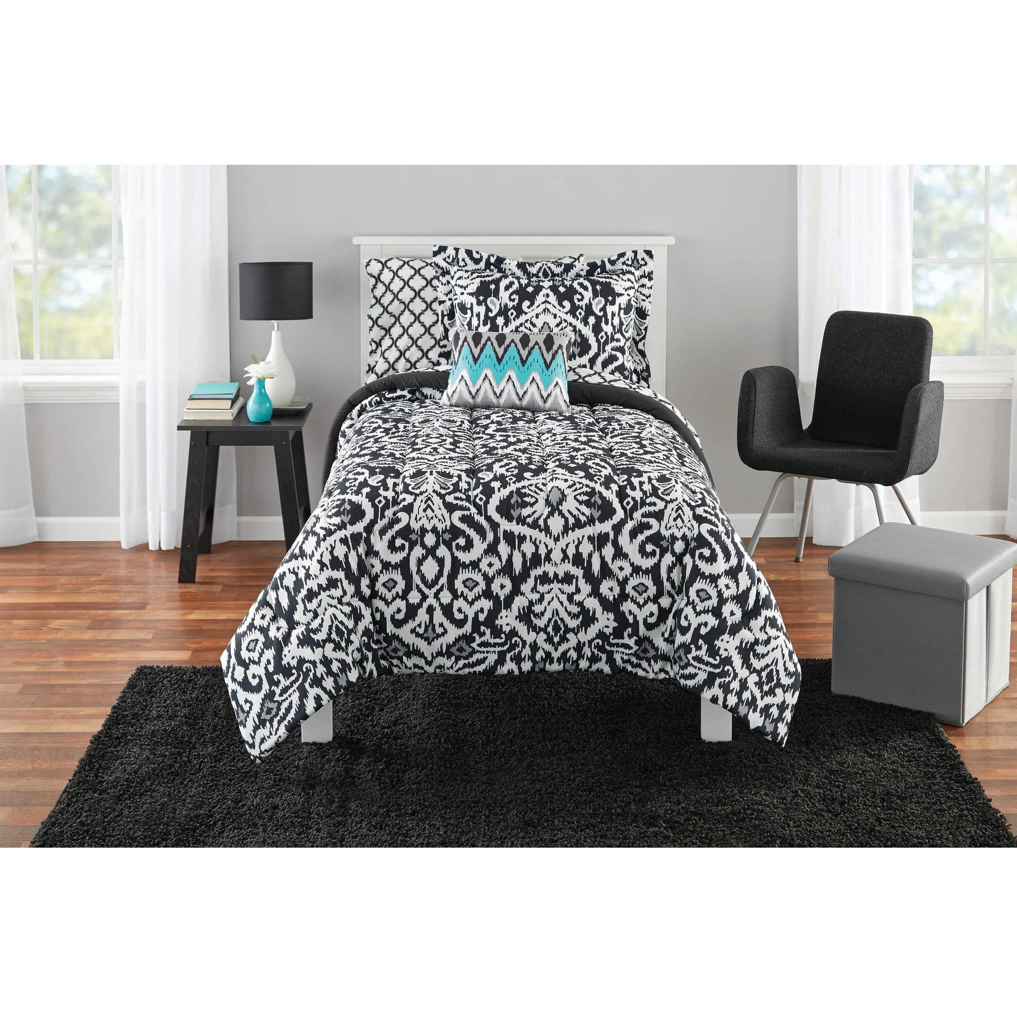 Mainstays Damask Bed in a Bag Bedding