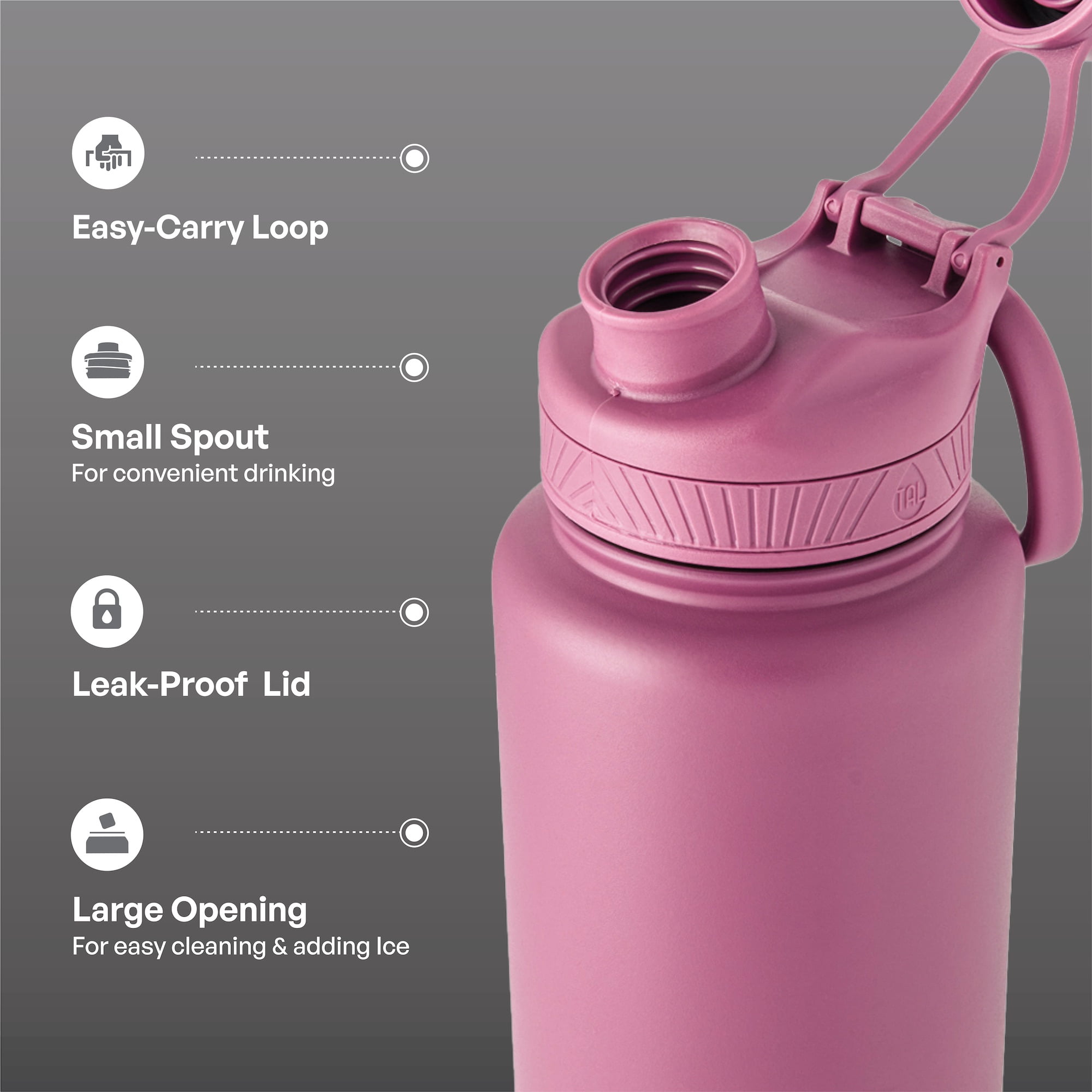 TAL 40oz Stainless Steel Ranger Water Bottle, Berry