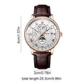 thumbnail image 3 of Men's Watch, Quartz Business Casual Wristwatch, Openwork Dial Alloy Case Leather Strap Pin Buckle Lightweight Daily Wear, White, 3 of 6