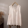 thumbnail image 5 of Embroidered Tops for Women Summer Floral Sleeveless Boho Tops Casual Crew Neck Blouse Loose Tank Tops M-XXL Pink M(M), 5 of 8