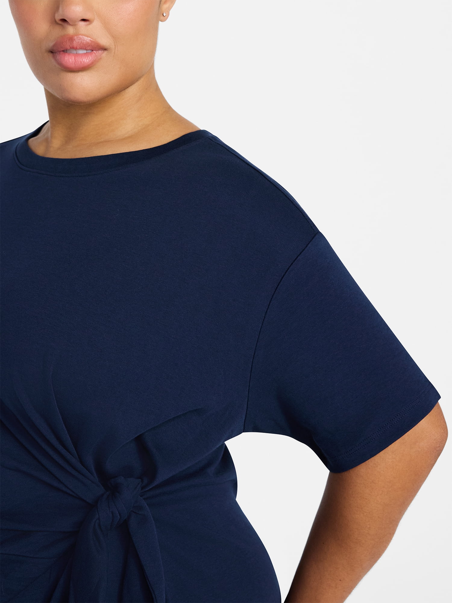 Terra & Sky Women’s Plus Front Twist Dress with Short Sleeve, Size 0X-5X