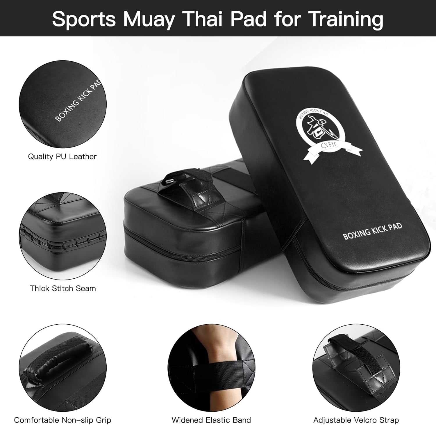 CYFIE 3-in-1 Boxing Stuff with Boxing Gloves & Taekwondo Kick Pad, Punching Mitts for Kids Youth, MMA Karate Muay Thai Training,Black