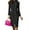 Black, variant on Women's Dress Long Sleeve Stand Collar Solid Color Fitted Metal Button Side Slit Elegant Dress for Office Spring Fall,Black,L