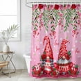 thumbnail image 6 of Polyester Fabric Red Gnomes Shower Curtain, Valentine's Day Love Roses Leaves Ombre Pink Waterproof Bathtub Curtain Bathroom Decor Set with Hooks 66 x 72 Inches, 6 of 6