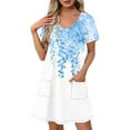 thumbnail image 1 of Vestido Corto de Verano Moda Gradiente Corto de Manga en V Cuello Vestido Casual, Poliéster Ligero de Verano, Lavado de Manos, 1 of 7