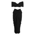 thumbnail image 4 of Conjunto sexy de corpiño sin mangas y falda larga elástica: poliéster, diseño plisado ajustado, conjunto para fiesta nocturna, tallas S-XXXL, 4 of 6