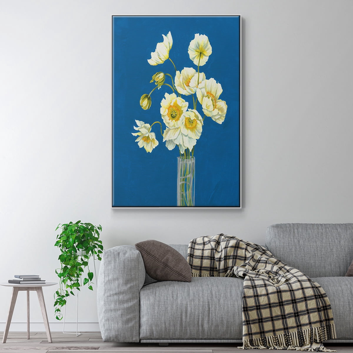 Ice Poppies Framed Premium Gallery Wrapped Canvas - Ready to Hang - 25 x 37 - White Floating Frame