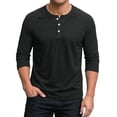 thumbnail image 2 of 3/4 Sleeve Baseball T-Shirts Mens Henley Tops Sport Athletic Jersey Tee Buttons Shirts Black 3XL, 2 of 5