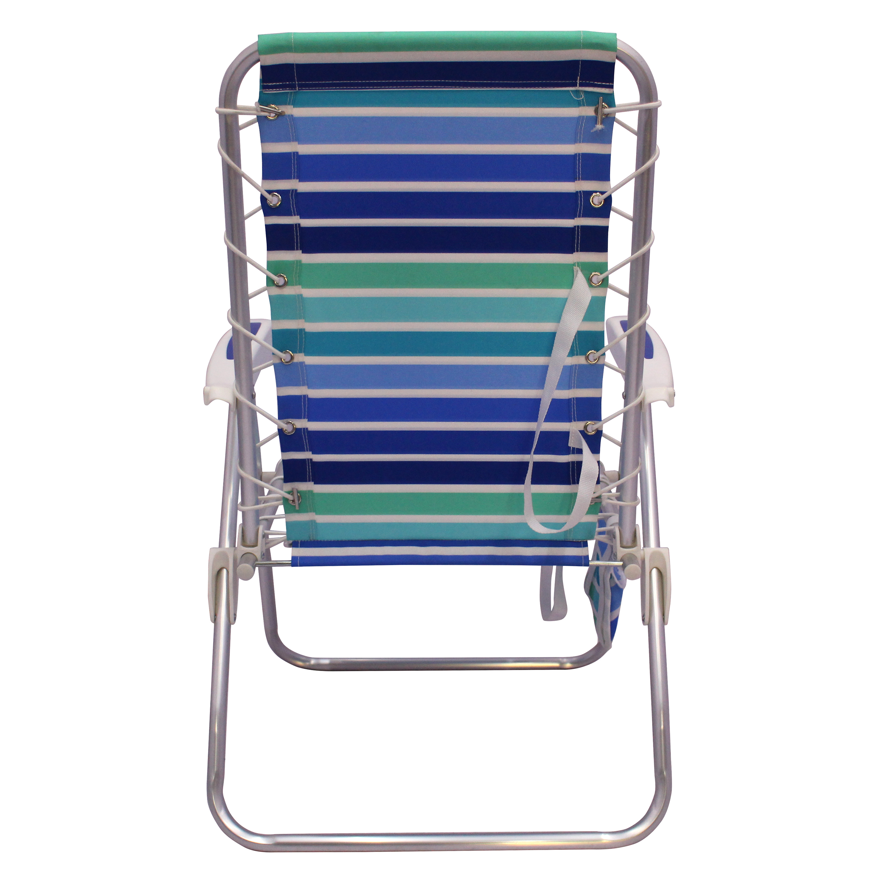 2-Pack Mainstays Reclining Bungee Beach Chair Blue & Green Stripe - image 3 of 9