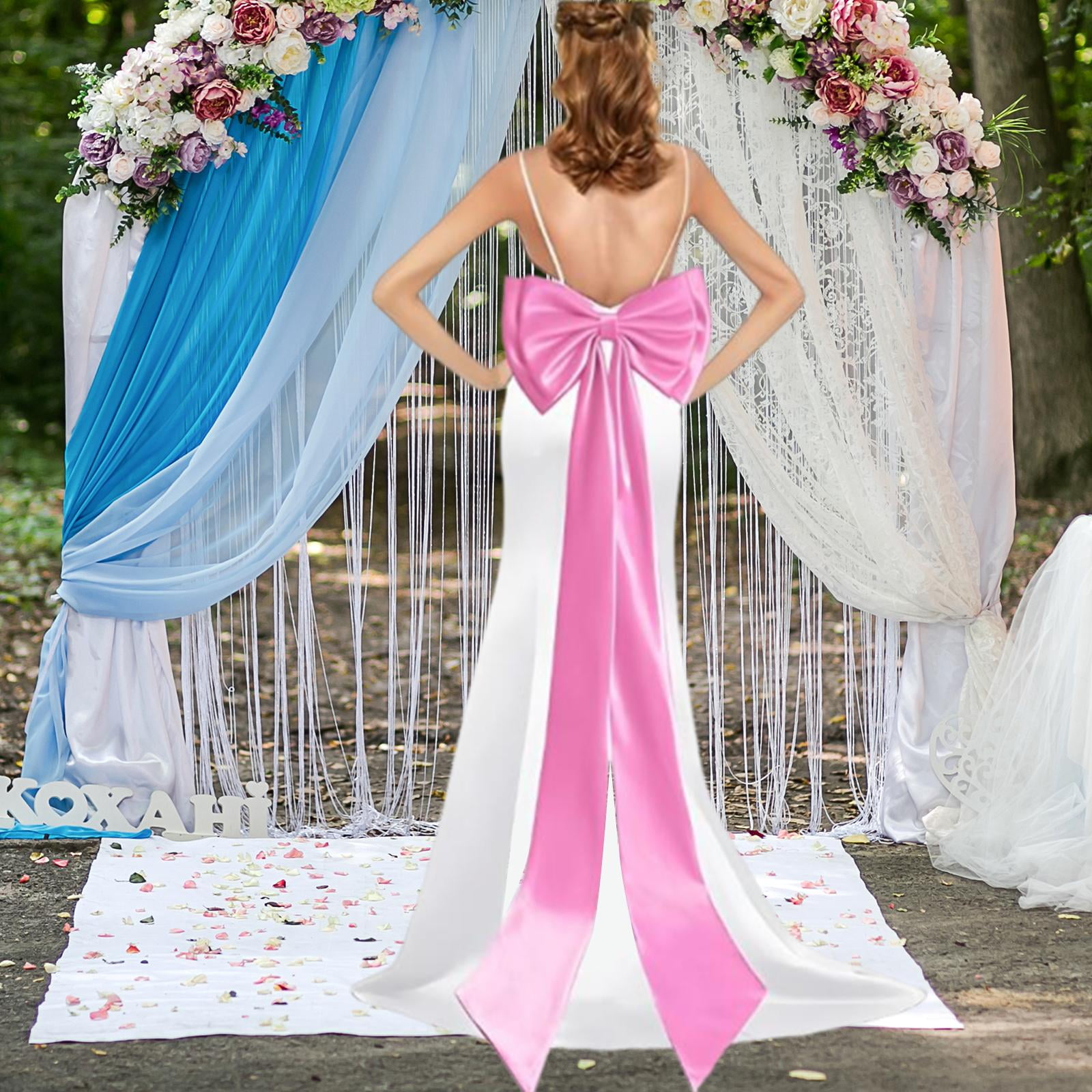 Satin Bow Train Removable Detachable Large Elegant Fabric Statement Accessory for Women Bridal Events