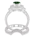 thumbnail image 3 of 1.5 Carat Emerald And Diamond Moissanite Antique Halo Bridal Set Engagement Ring on 10k White Gold, 3 of 3
