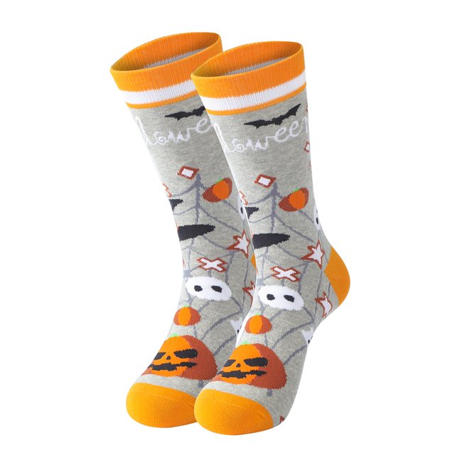 Chaussettes Mi-Mollet pour Femmes, Chaussettes d'Halloween Décontractées en Coton Tendance Rue Chaussettes Mi-Mollet Citrouille Agrandies, Accessoires de Mode Automne Hiver