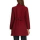 thumbnail image 3 of Abrigos de trench de invierno Inspire Chic para mujeres, abrigo de doble botonadura con cuello de pie en color burdeos, 3 of 6