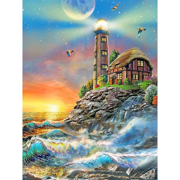 5D DIY diamante pintura faro completo cuadrado taladro mosaico Rhinestone imagen Tmvgtek decoración de arte en el hogar