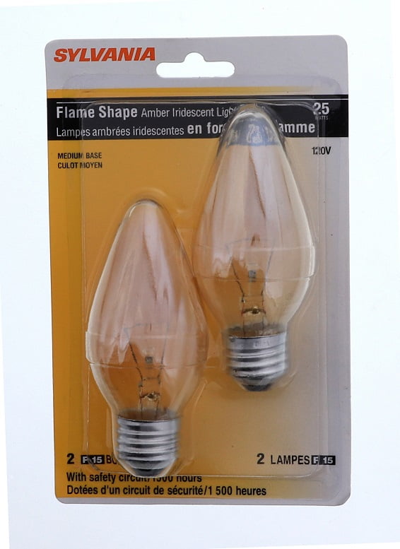 Sylvania Decor Flame Tip Light Bulb 25W120V25FAICBL, 2 Bulbs Pack