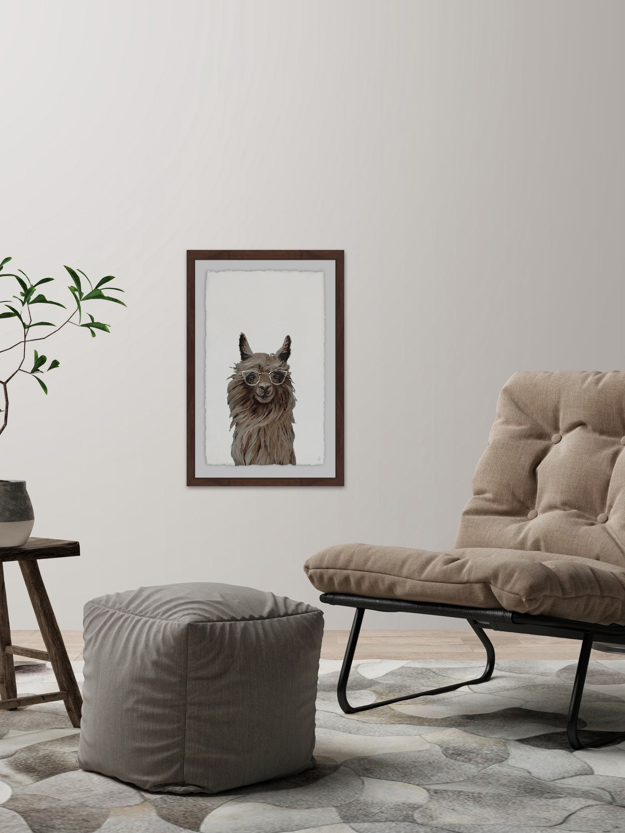 Shaggy Llama Framed Painting Art Print, 20.00" x 1.50"