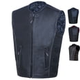 thumbnail image 1 of New Men's Biker Motorcycle Leather Adjustable Vest Stylish Paisley White L, 1 of 8