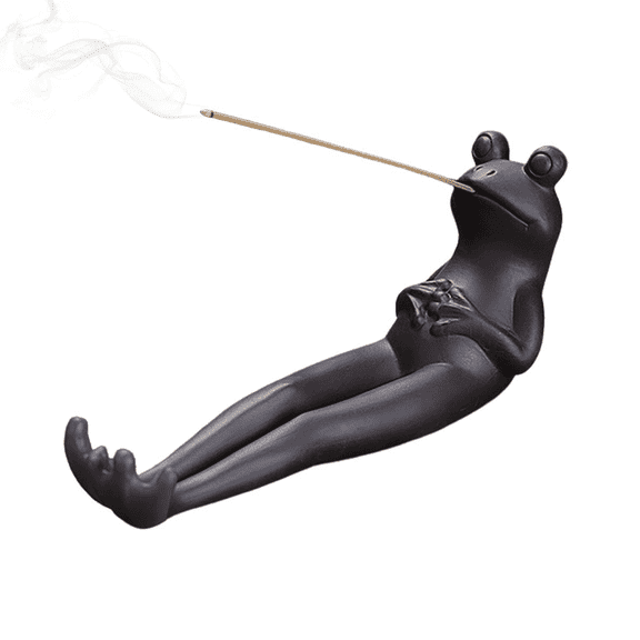 Prichor Frog Incense Stick Holder – Ceramic Incense Burner Ash Catcher – Incense Stand for Aromatherapy Yoga Meditation – Home Living Room Office Decor
